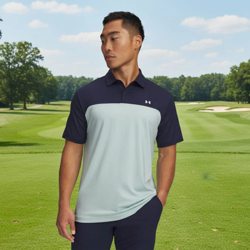 Under Armour T2G Colorblock Polo Shirt - Enamel Blue/Midnight Navy/White - Image 4