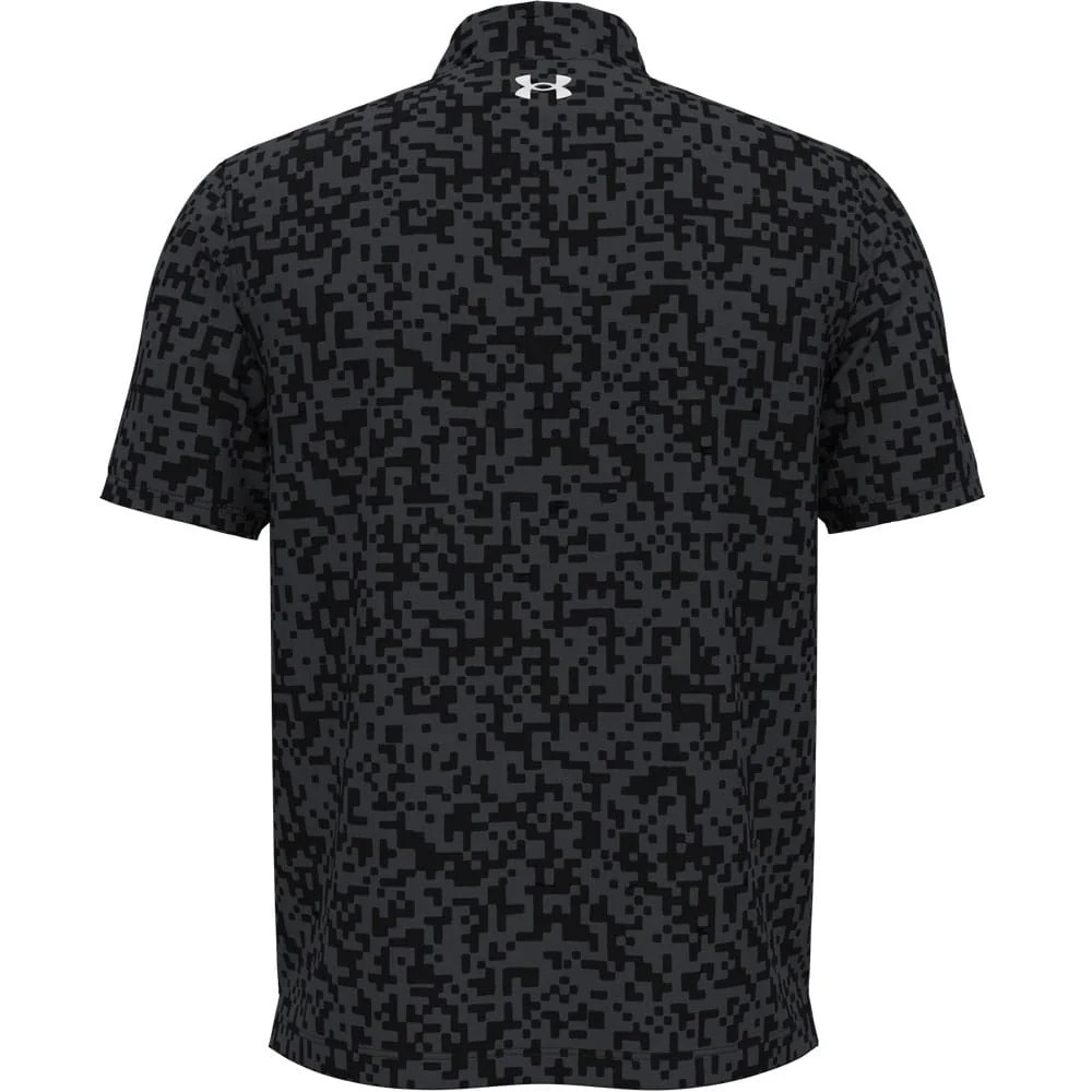 Under Armour T2G Printed Polo Shirt - Black/Castlerock/White - Image 3