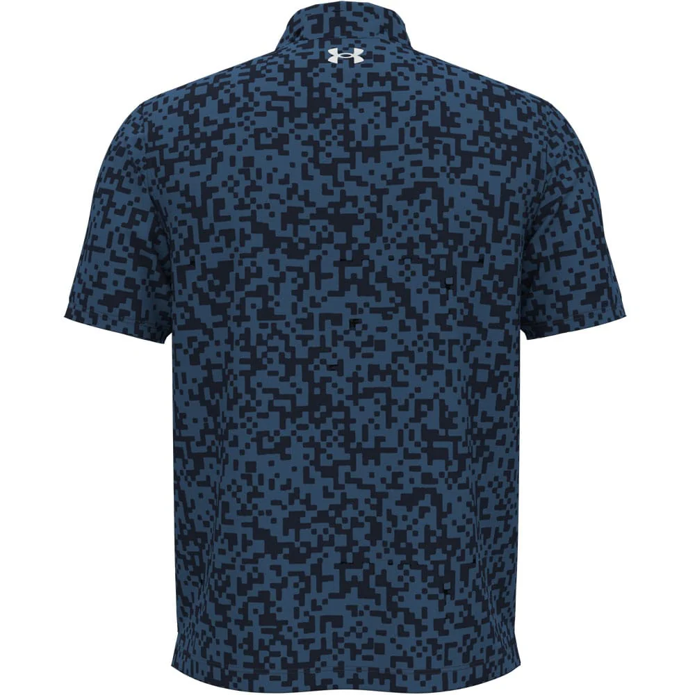 Under Armour T2G Printed Polo Shirt - Midnight Navy/Blue Atlantis/White - Image 3