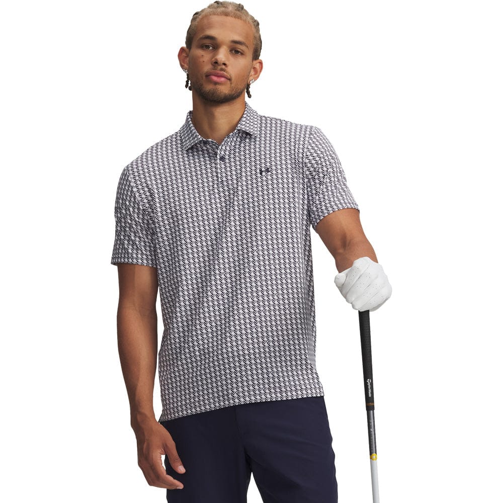 Under Armour T2G Printed Polo Shirt- Midnight Navy/White/Midnight Navy